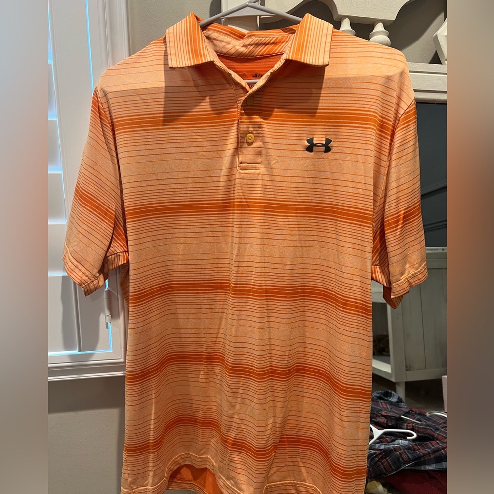 Under Armour orange polo. Size large